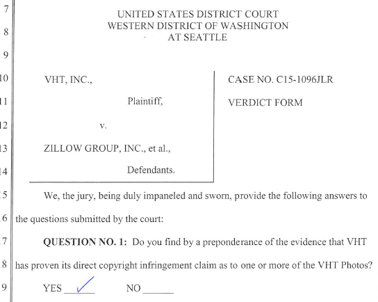 VHT wins blockbuster $8M+ verdict against Zillow for copyright infringement of real estate photos